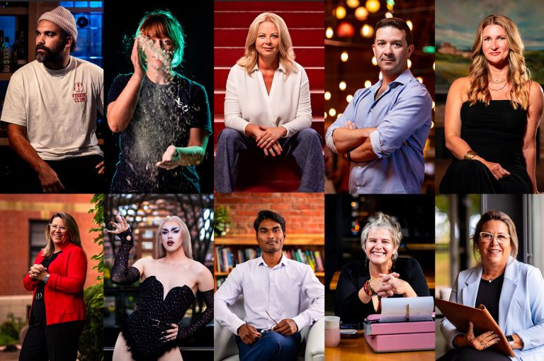 Grid of ten branding headshots of entrepreneurs and professionals by Lake Design