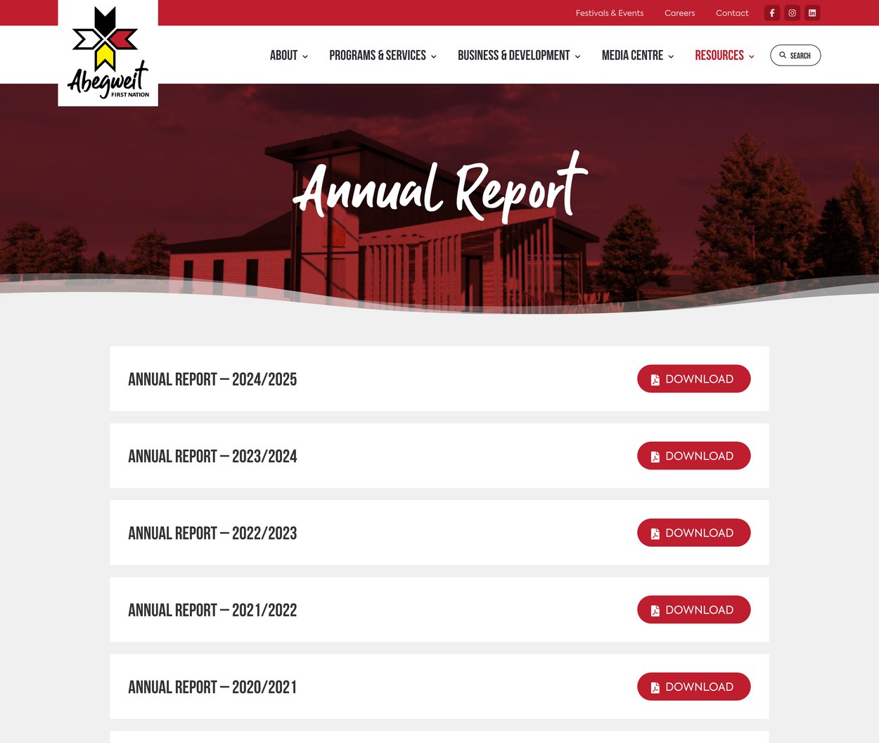 Abegweit Annual Reports Abegweit First Nation annual reports page with yearly report downloads