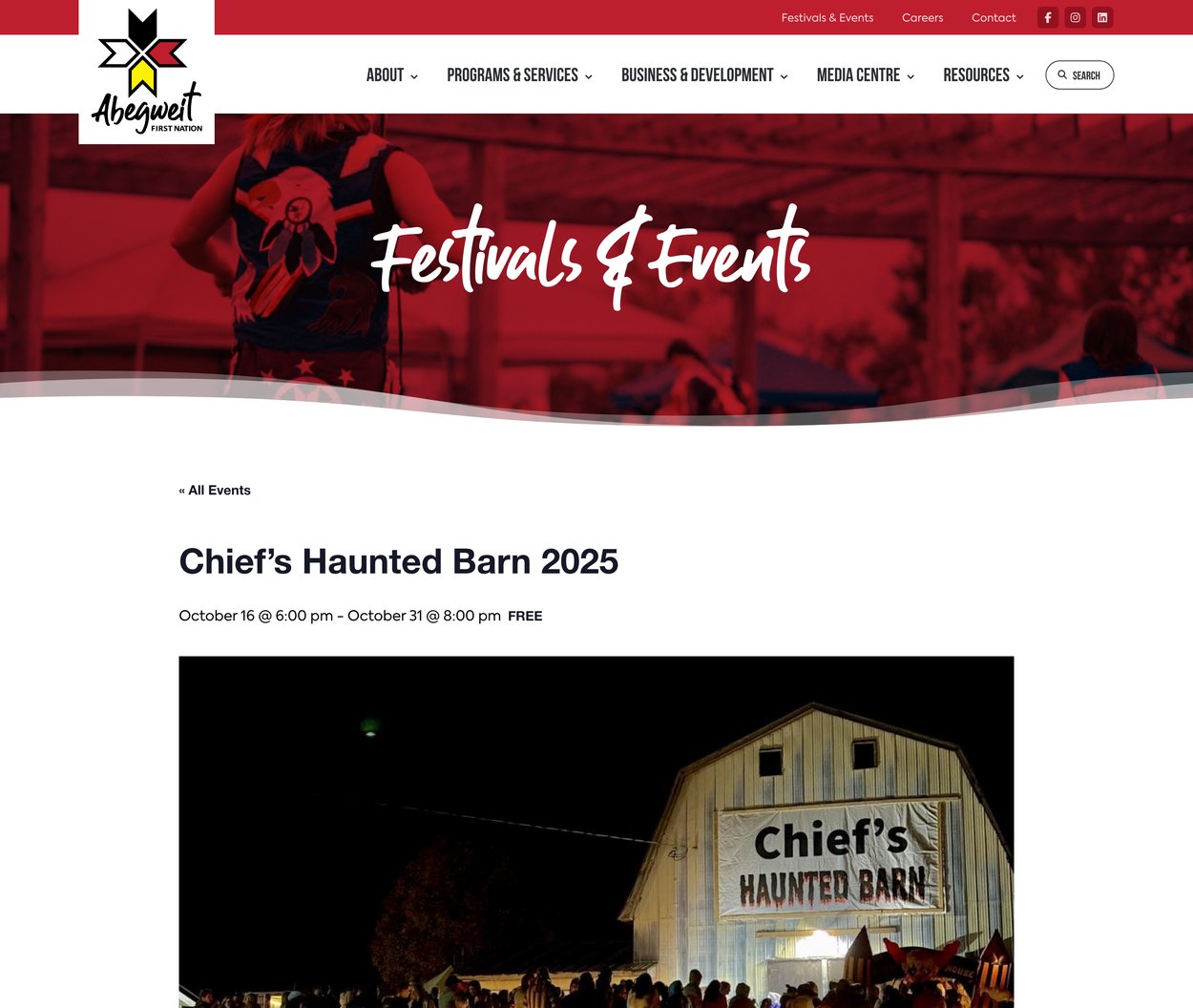 Abegweit Event Detail Abegweit First Nation event page for the Chief’s Haunted Barn