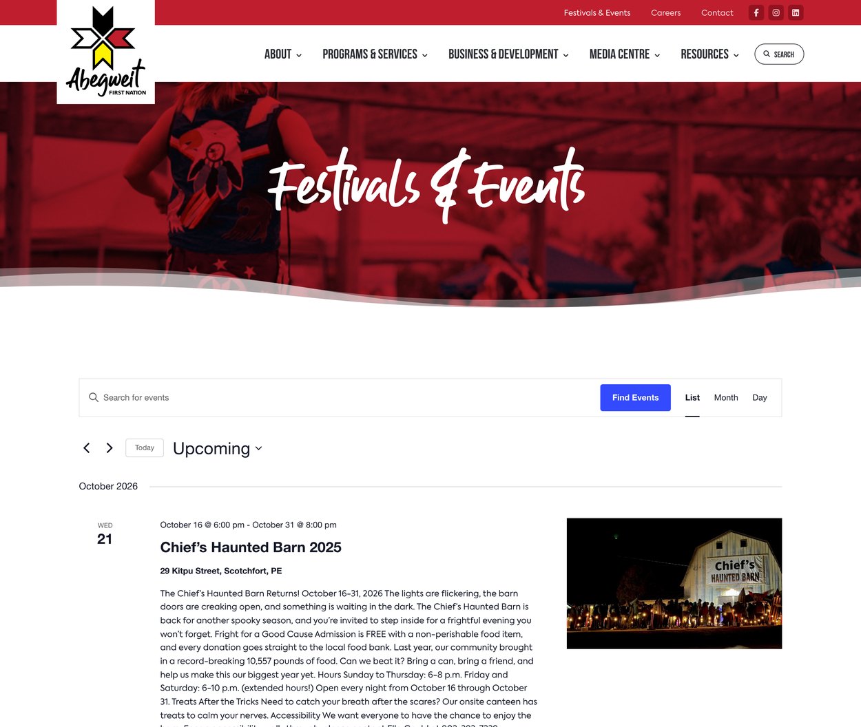 Abegweit Events Calendar Abegweit First Nation Festivals & Events calendar with upcoming events list