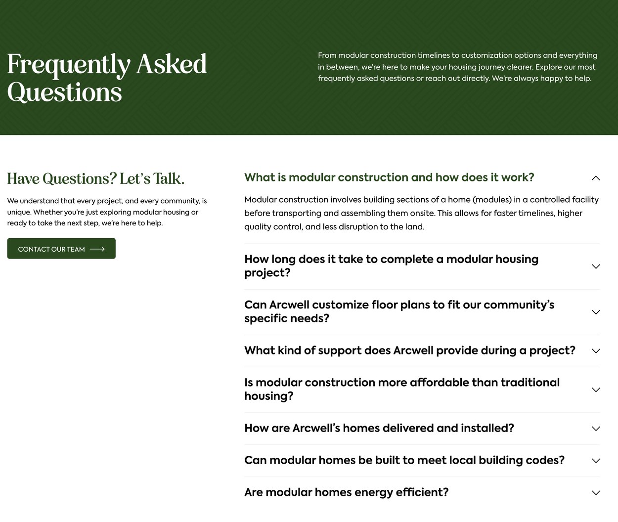 Arcwell Faq Arcwell frequently asked questions page about modular construction