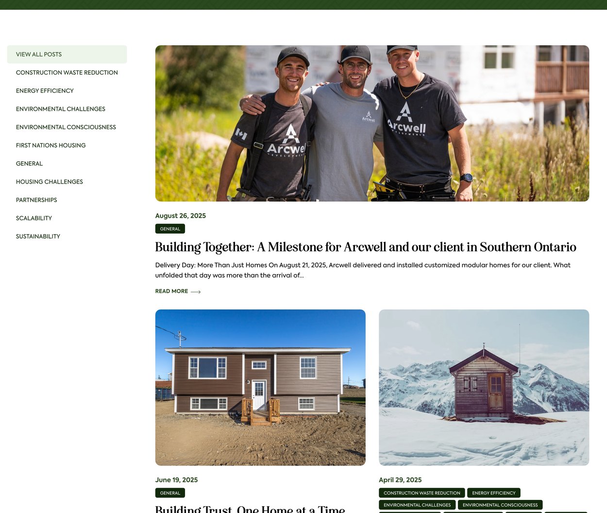 Arcwell News Events Arcwell News and Events page with topic filters and delivery-day stories
