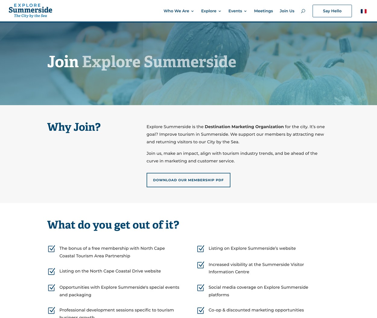 Explore Summerside Join Us Explore Summerside Join Us page listing the benefits of becoming a member