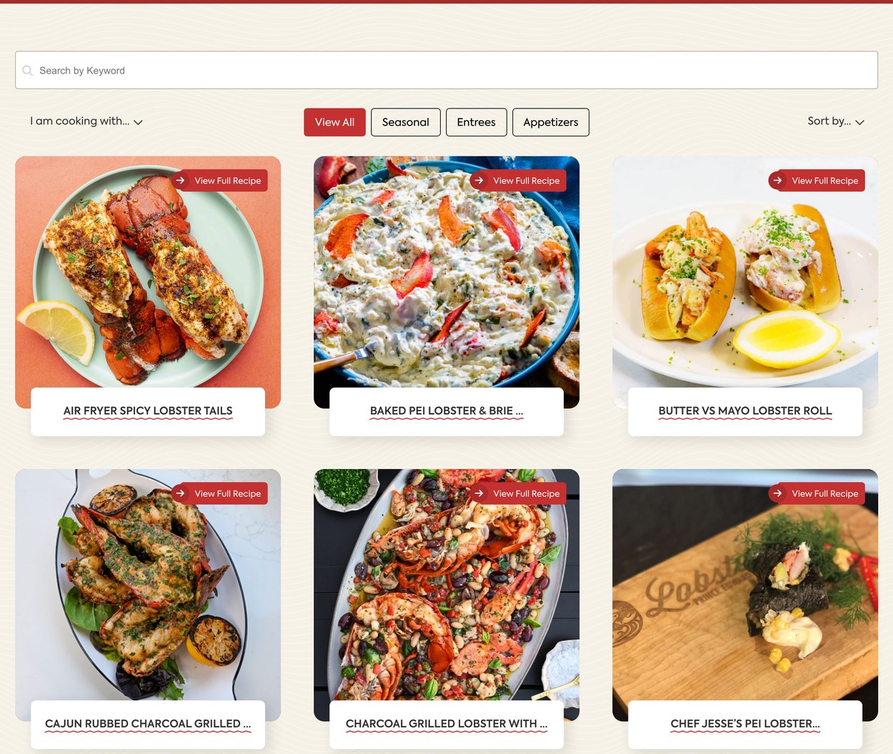 Lobster PEI Recipes Lobster PEI recipe library with search, category filters and recipe cards