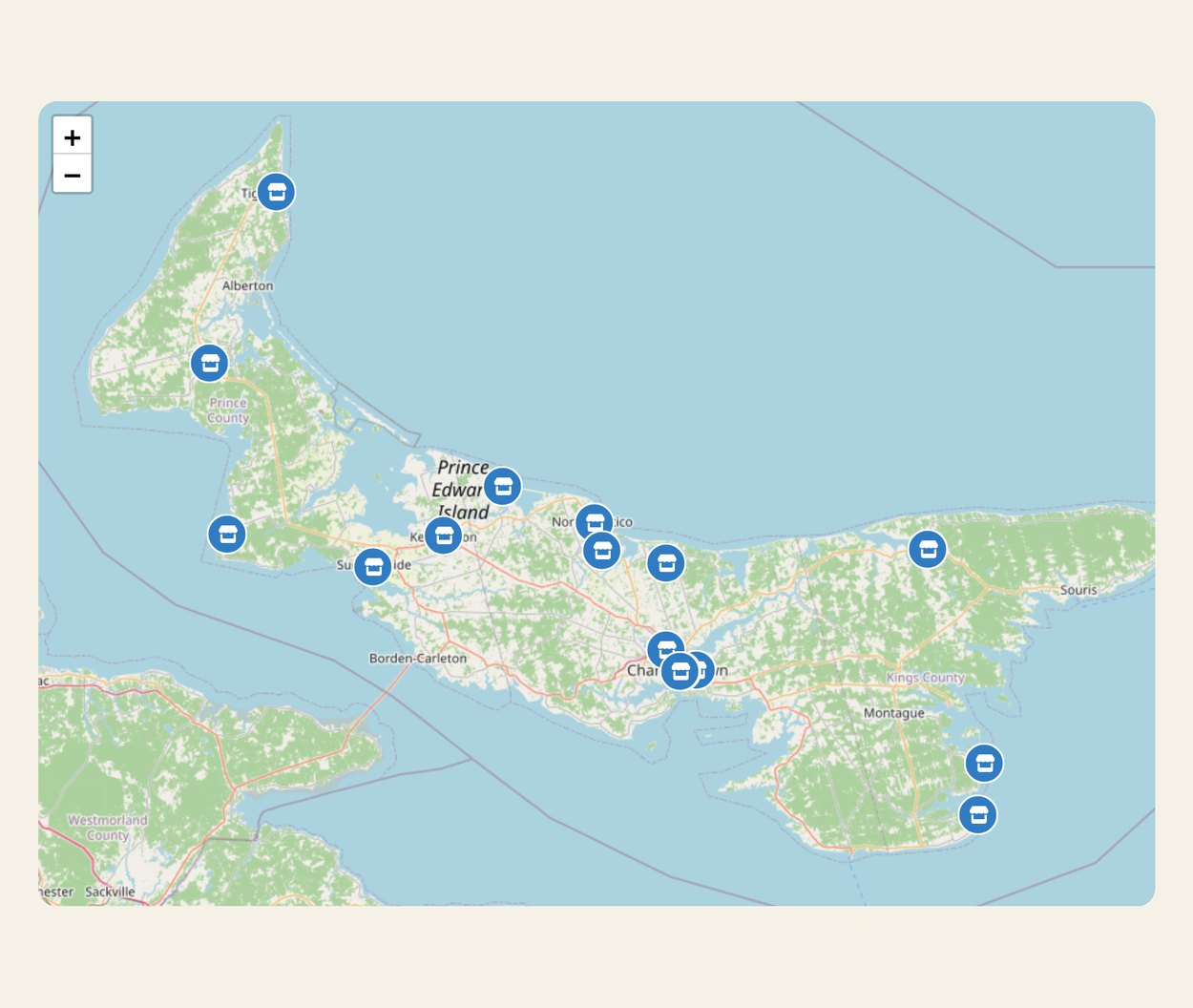 Lobster PEI Where To Buy Map Map of PEI lobster retailers and suppliers across Prince Edward Island