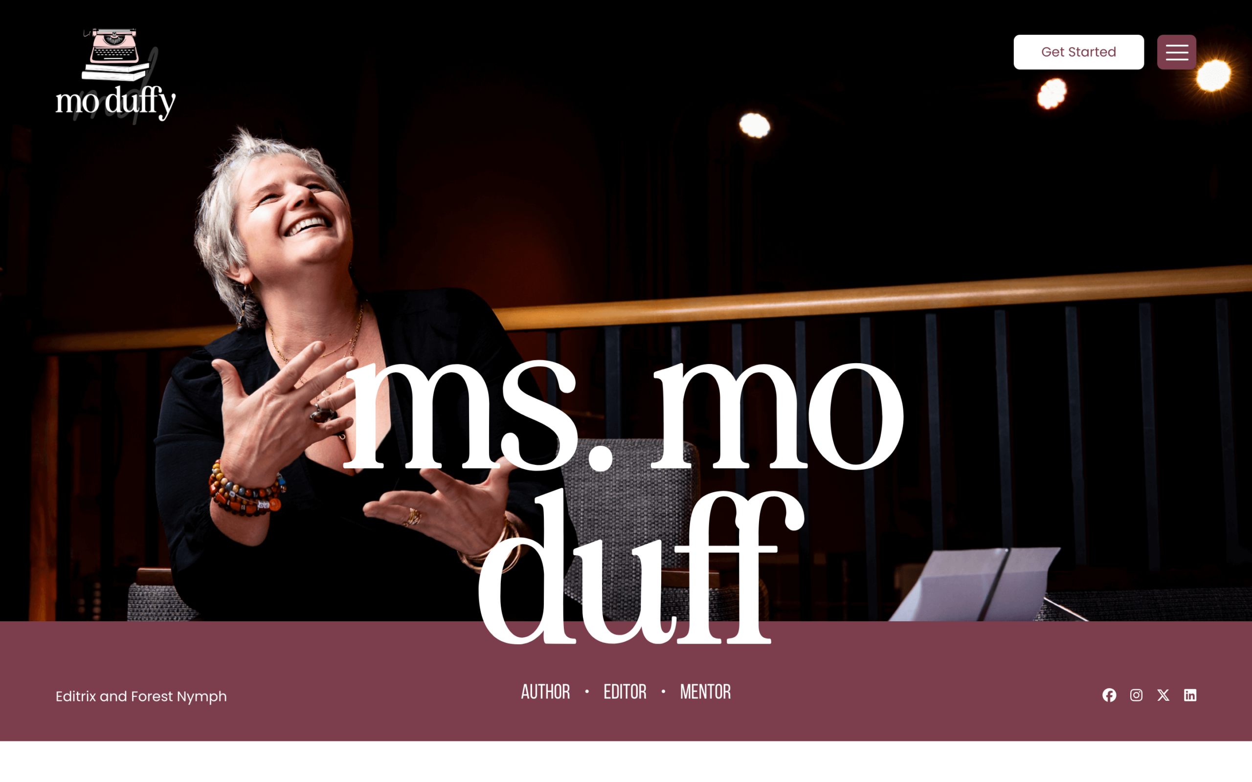 mo-duffy-homepage-2880x1800 Mo Duffy website homepage with her portrait and the ms. mo duff wordmark