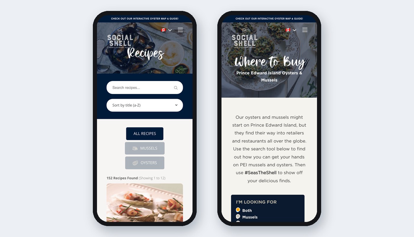 Social Shell Mobile Recipes Where To Buy The Social Shell recipe search and Where to Buy pages on mobile phones